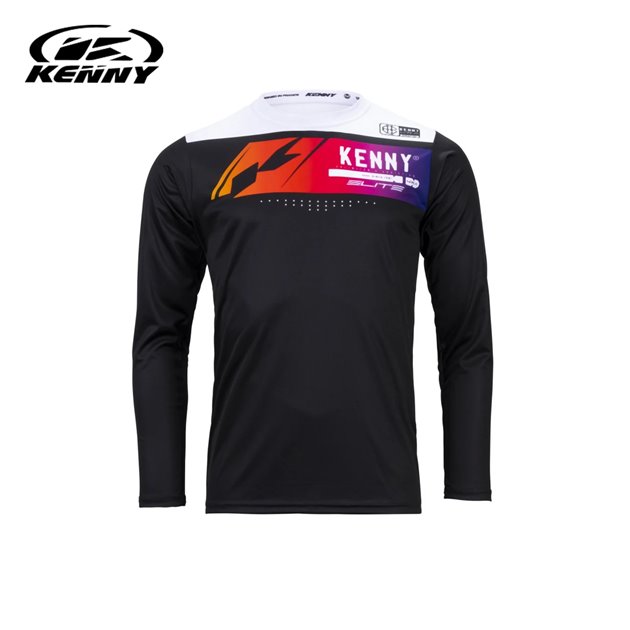 Koszulka rowerowa MTB Elite Black czarny/biały / niebieski L Kenny Racing | 232-3004040-5609