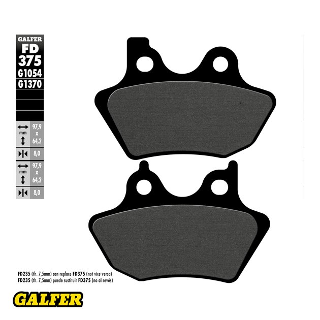 GALFER KLOCKI HAMULCOWE KH400 PÓŁMETALICZNE HARLEY DAVIDSON