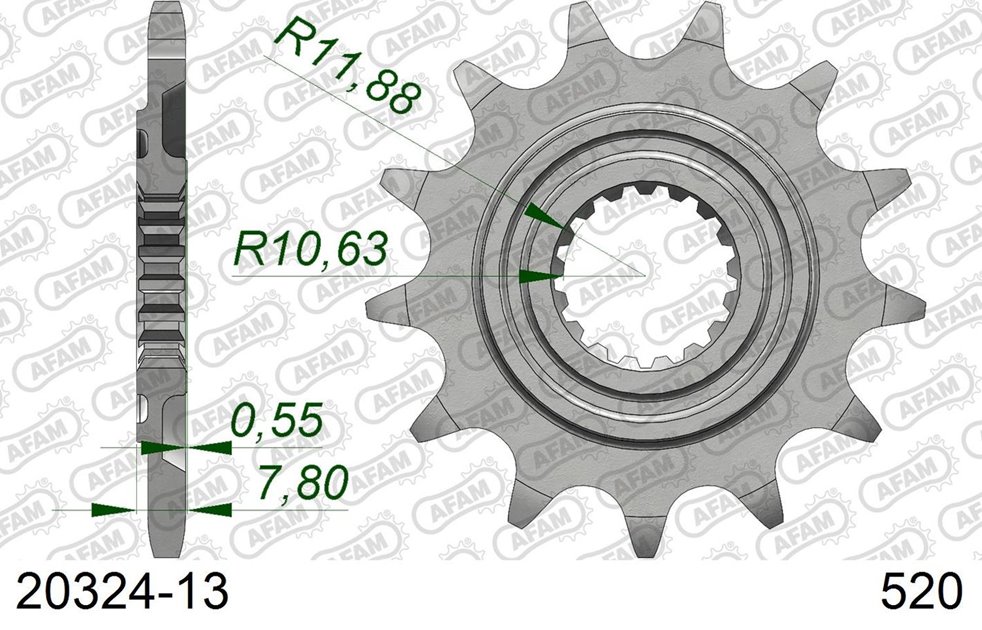 Zębatka przednia 2320 13 Honda CRF 250R Łańcuch 520 AFAM | 20324-13