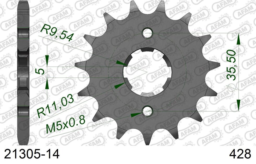 Zębatka przednia 14 Yamaha TW 125 ŁAŃC. 428 AFAM | 21305-14