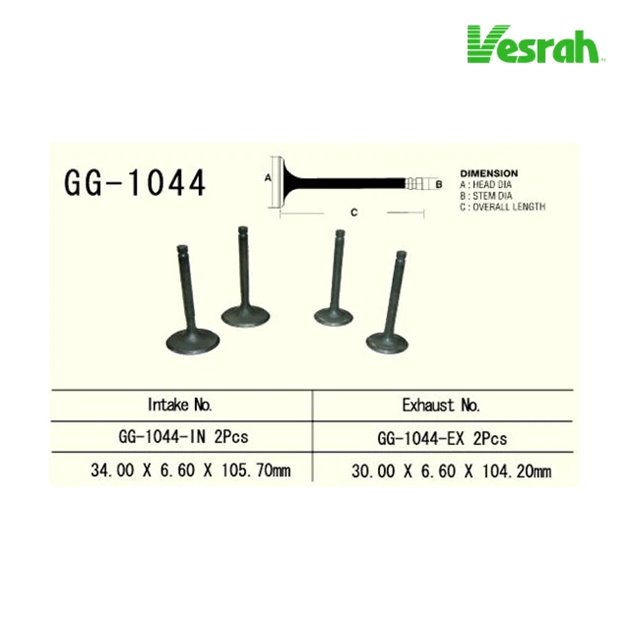 Zawór ssący Honda XL 600R (34,0X6,60X105,7mm) Vesrah | GG-1044-IN
