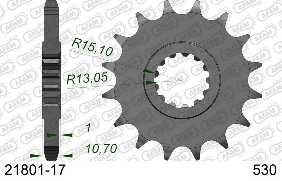 Zębatka przednia 17 Z GUMĄ Yamaha FZ1, R1, FJ, XJR ŁAŃC. 530 AFAM | 21801NR-17