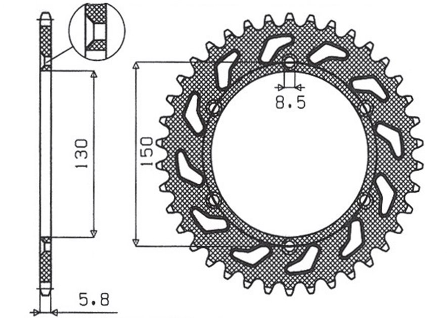 Zębatka TYLNA 270 42 YAMAHA YZ/YZF/WRF '99-'20 (JTR251.42) (ŁAŃC. 520) (27042JT) SUNSTAR