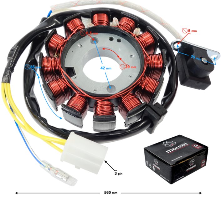 Stator, stojan, iskrownik alternatora do skutera, 12-cewkowy 50cc, E4