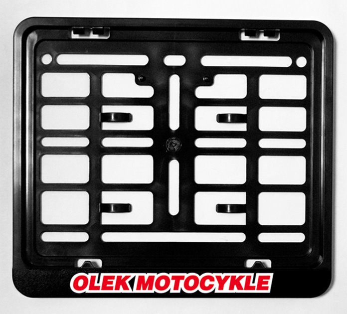 BIKETEC  RAMKA POD TABLICĘ REJESTRACYJNĄ MOTOCYKL/MOTORBIKE KOLOR CZARNY Z LOGO OLEK MOTOCYKLE