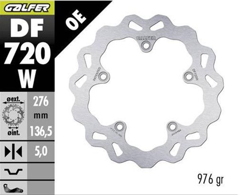 GALFER TARCZA HAMULCOWA TYŁ BMW R 1200GS ADVENTURE 2013-; R 1200GS/R/RS/RT 2013-; 1250GS ADVENTURE 2019-; R1250 GS/R/RS/RT 2019 (WAVE DISC) (276X136,5X5MM)