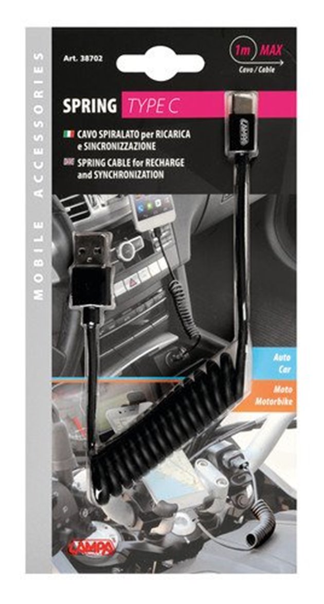 Kabel USB Typu C sprężynowy 100cm czarny Lampa | 38702