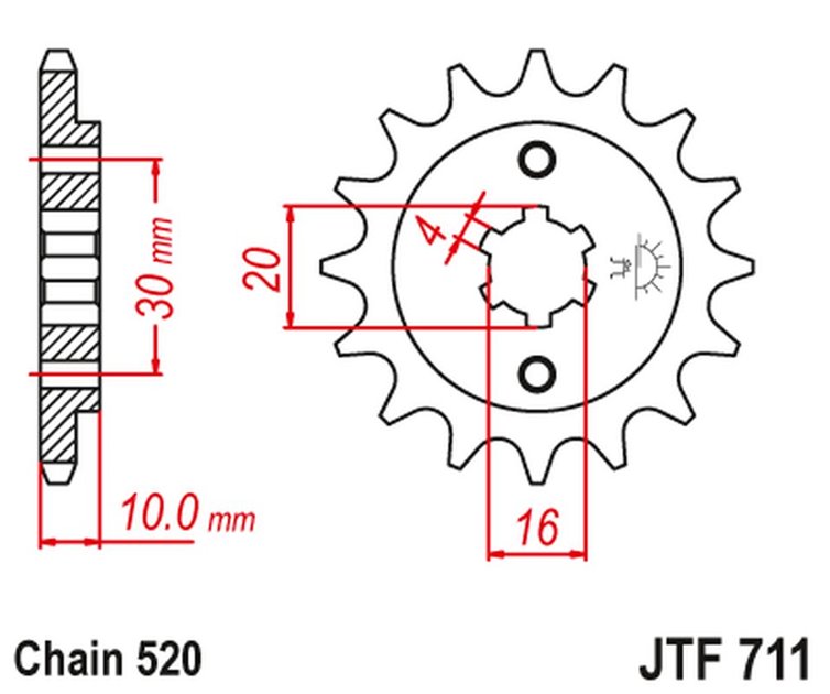 ZĘBATKA PRZEDNIA 720 12 CAGIVA 125 W8/FRECCIA/PLANET/MITO/RAPROR '85-10' (72012JT) (ŁAŃC.520)