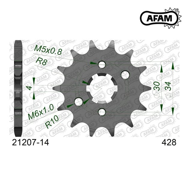 Zębatka przednia 14 Yamaha YBR125, XT 125 R/X ŁAŃC. 428 AFAM | 21207-14