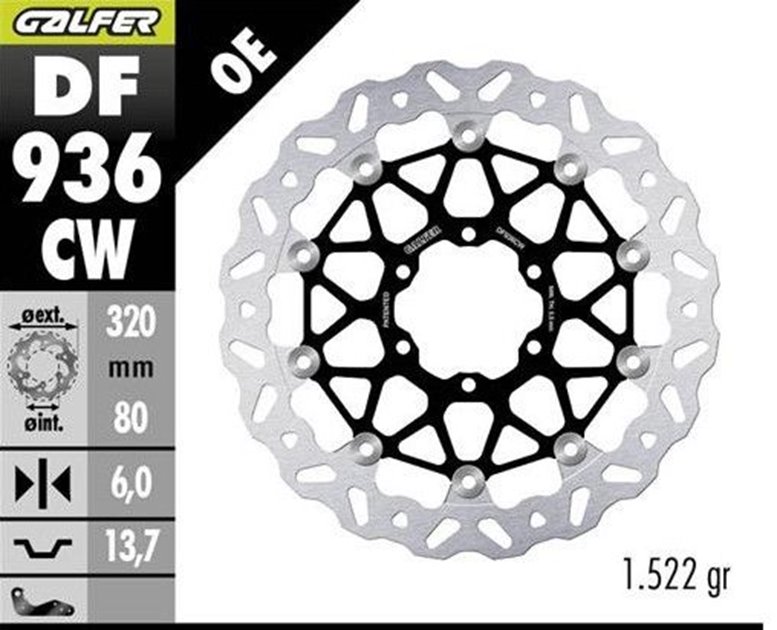 GALFER TARCZA HAMULCOWA PRZÓD BMW M 1000R 2023-; M 1000RR 2021-; M 1000XR 2024-; S 1000R 2021- ; S 1000RR 2019-; S 1000XR 2020- (WAVE FLOATING) (320X80X5MM)