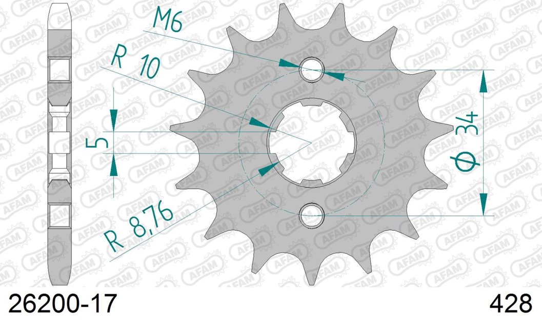 Zębatka przednia 17 (+2) Honda XLR 125, CBR 125, CLR 125 ŁAŃC. 428 AFAM | 26200-17