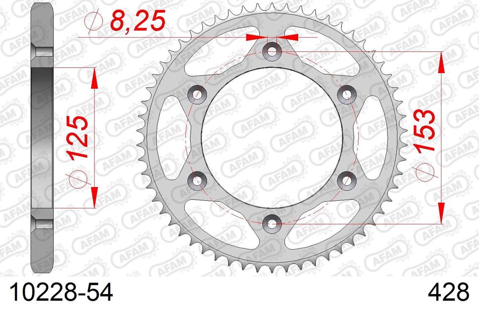 Zębatka tylna 54 Honda XR 125L ŁAŃC. 428 AFAM | 10228-54