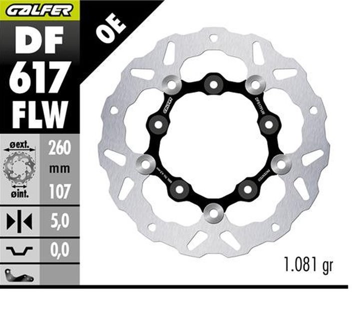 Tarcza hamulcowa tył KTM 890SMT Wave Floating 260x107x5mm Galfer | DF617FLW