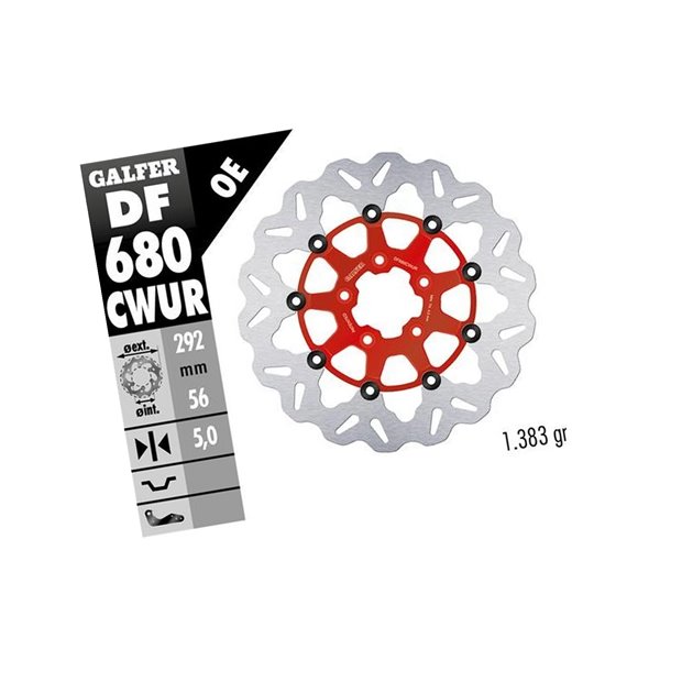 Tarcza hamulcowa przód Harley-Davidson (292x56x5mm) WAVE Pływająca Kolor czerwony GALFER | DF680CWUR