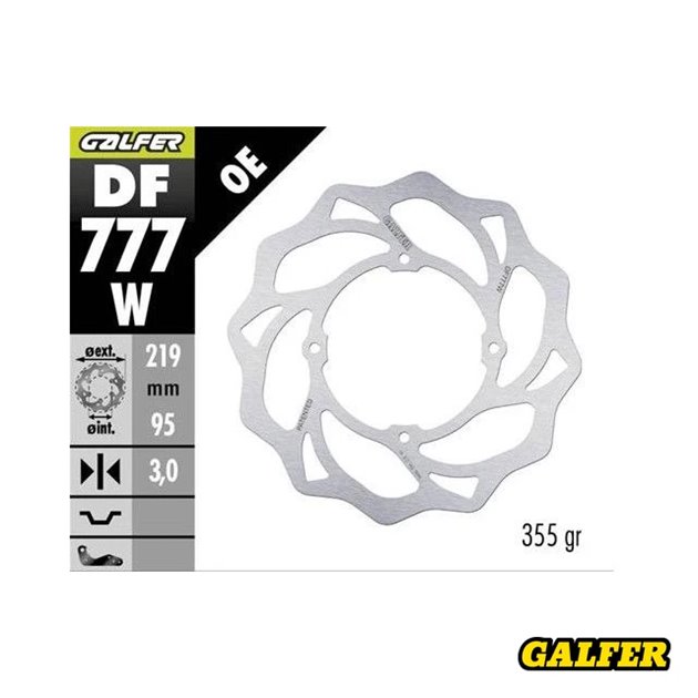 GALFER TARCZA HAMULCOWA PRZÓD KTM SX 85 2007-; XC 105 2007-; SX 150 2015-2018; HUSQVARNA TC 85 2014-2020 (219X95X3MM) WAWE