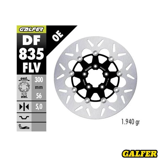 GALFER TARCZA HAMULCOWA PRZÓD HARLEY-DAVIDSON (300X56X5) PŁYWAJĄCA (ROUND FLOATING) | DF835FLV