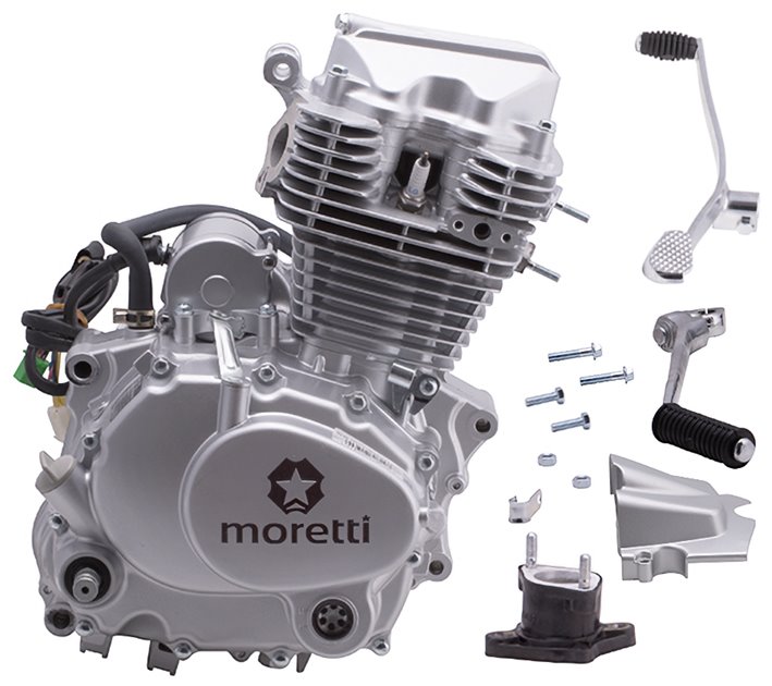 Silnik pionowy 162FMJ, 150cm3 4T, 5-biegowy manual, srebrny Moretti