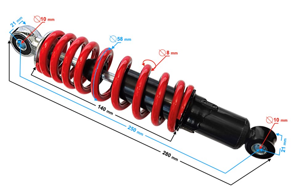 Amortyzator ATV 110 25cm, 8mm