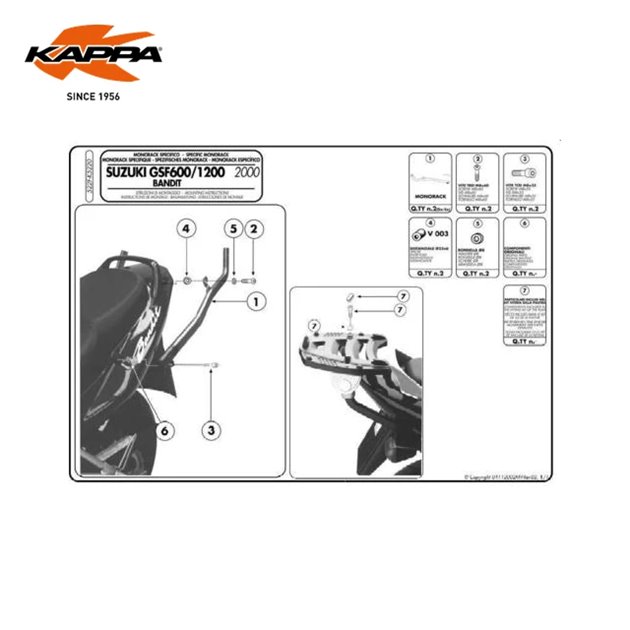 Stelaż kufra centralnego Suzuki GSF 1200 Bandit/S bez płyty Kappa | K5220