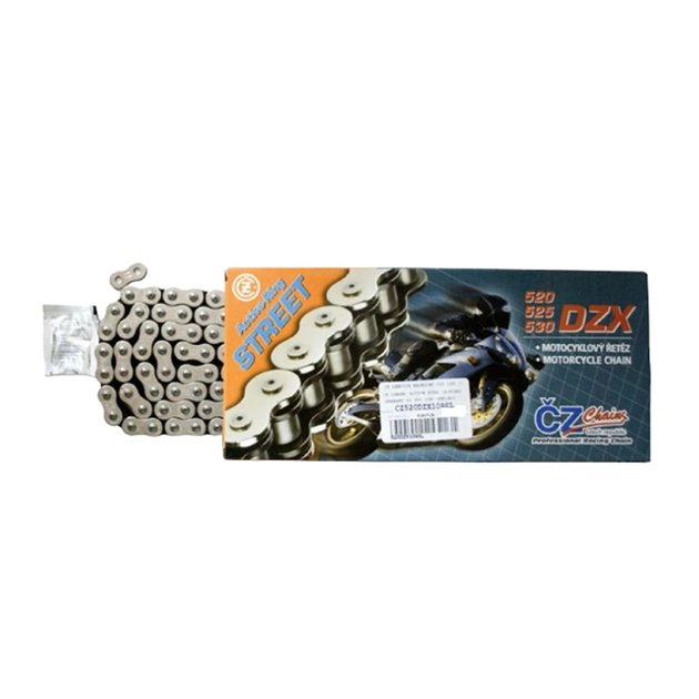CZ ŁAŃCUCH NAPĘDOWY 520 DZX (106 OGNIW) ACTIVE RING (X-RING) CHROM DO 900 CCM (STREET) (37,8 KN) + ZAKUWKA DRĄŻONA | CZ520DZX106SL