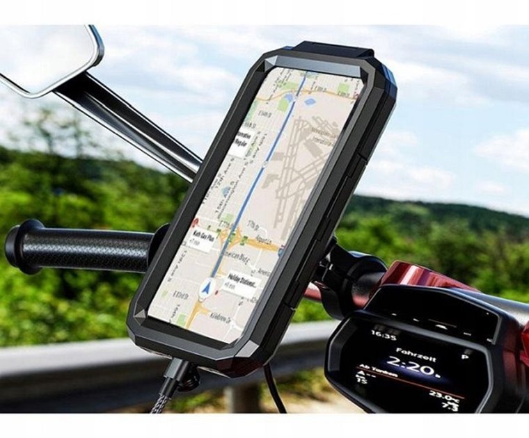 Uchwyt motocyklowy na telefon XL z ładowaniem bezprzewodowym i USB C eXtreme Style | WOD000036