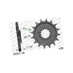 Zębatka przednia 16 Suzuki DR 125 ŁAŃC. 428 AFAM | 22201-16