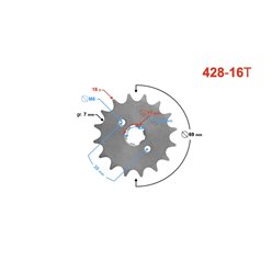 Zębatka 428/16 do motoroweru (z otworami)