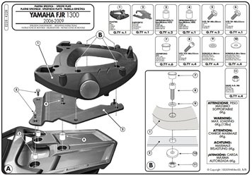 Stelaż kufra centralnego Yamaha FJR 1300 z płytą Monokey Kappa | K228