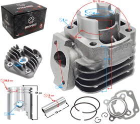 Cylinder i głowica do skutera 2T 50cc 1PE40QMB sw.12mm Skuter