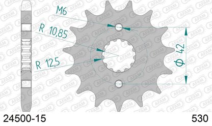 Zębatka przednia 15 Suzuki GSF Bandit 600/650/1200/1250, GSXR750 ŁAŃC. 530 AFAM | 24500-15