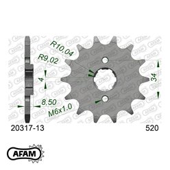 Zębatka przednia 2046 13 Honda CA 125, CB/CBX/CM/CMX 250 Łańcuch 520 AFAM | 20317-13