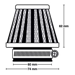 Filtr powietrza stożkowy chromowany (60x74x62mm) MIW | M5011