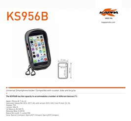 Pokrowiec etui na smartphone/nawigację z mocowaniem na kierownicę i lusterko Kappa | KS956B