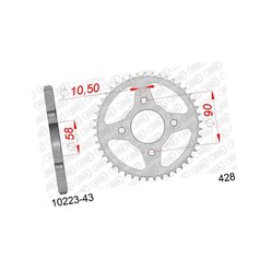 Zębatka tylna 43 Honda CG 125, CM 125, CB 125T, Daelim VC 125 ŁAŃC. 428 AFAM | 10223-43
