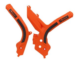 Osłony ramy Bi-Material Super Grip KTM SX 125/150/250, SXF 250/350/450, EXC/EXCF 150/250/350/450 pomarańczowo-czarne RACETECH | PRTKTMARNR2