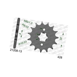 Zębatka przednia 13 Yamaha WR 125R/X, YZF125R, MT125 ŁAŃC. 428 AFAM | 21208-13