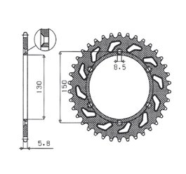 Zębatka TYLNA aluminiowa (ERGAL) 270 51 YAMAHA YZ/YZF/WRF '99-'18 (JTR251.51) (ŁAŃC. 520) (27051JT) KOLOR CZARNY SUNSTAR