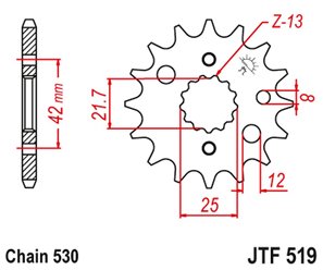 ZĘBATKA PRZEDNIA 566 16 / 513 16 KAWASAKI VN 800 A,B,C 96-06 (56616JT) (ŁAŃC. 530)