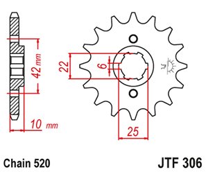 ZĘBATKA PRZEDNIA 281 14 HONDA NX 650 DOMINATOR '88 (GRUBOŚĆ 10MM) (28114JT) (ŁAŃC. 520) (-1)