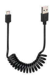 Kabel sprężynowy Usb> Micro Usb - 100 cm - czarny LAMPA