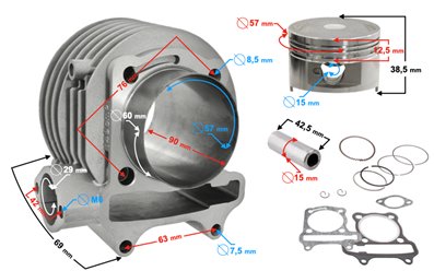 Cylinder 150cc Moretti do skutera Barton Huragan 5 z silnikiem poziomym