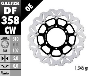 GALFER TARCZA HAMULCOWA PRZÓD SUZUKI GSX-R 600 2008-; GSX-R 750 2008-; GSX-R 1000 2009-2015 (WAVE FLOATING) (310X102X5MM) | DF358CW