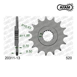 Zębatka przednia 342 13 Honda CR 250, CRF 450, CRF 250R, TRX 450/700 Łańcuch 520 AFAM | 20311-13