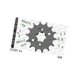 Zębatka przednia 14 Yamaha YBR125, XT 125 R/X ŁAŃC. 428 AFAM | 21207-14