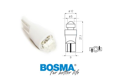 Żarówka BOSMA 12V 1xLED T10 WHITE 6000K DIAMOND BLISTER 2 SZT.