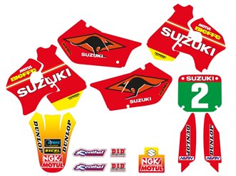 BLACKBIRD KOMPLET NAKLEJEK (OKLEIN) SUZUKI RM 125/250 1996-2000 REPLICA TEAM SUZUKI 1998