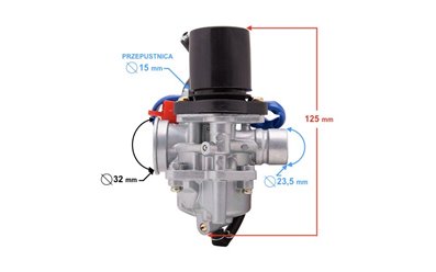 Gaźnik JOG, 50cc 2t, p.15mm, ssanie elektryczne Skuter 2T