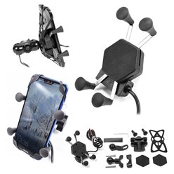Uchwyt motocyklowy na telefon z ładowarką USB X-Grip L Biketec | BT139