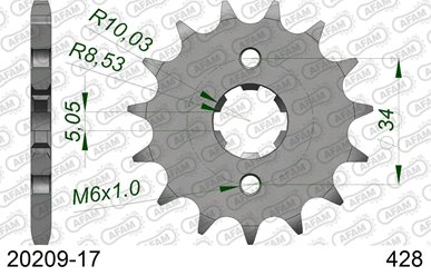 Zębatka przednia 2037 17 Honda XLR 125, CBR 125 (+2), CLR 125 Łańcuch 428 AFAM | 20209-17
