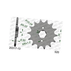 Zębatka przednia 2046 13 Honda CA 125, CB/CBX/CM/CMX 250 Łańcuch 520 AFAM | 20317-13